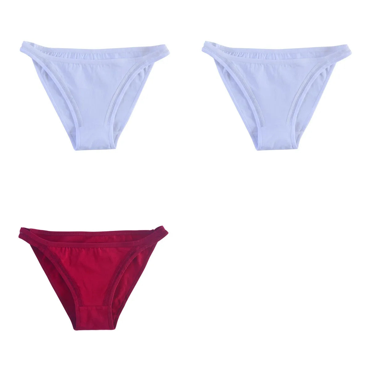 3Pcs/Set Women's Cotton Low-Rise Briefs with Mesh Side Panels Brazilian Panties Sexy Lingerie Comfy Breathable Underwear M-XL