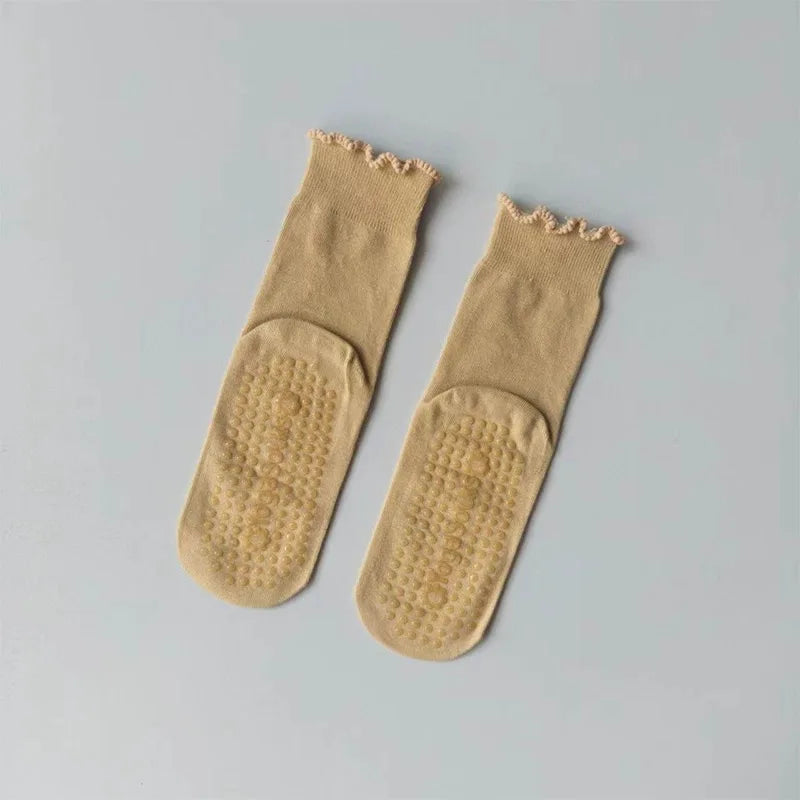 Women's Mid-Tube Cotton Yoga Sports Socks Summer Non-Slip Solid Color Breathable Anti-Fungus Fitness Edge Pure Cotton Socks