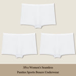 3Pcs Women's Seamless Panties Sports Boxer Underwear Female Solid Color Comfortable Briefs Cozy Lingerie Intimate Underpant S-XL