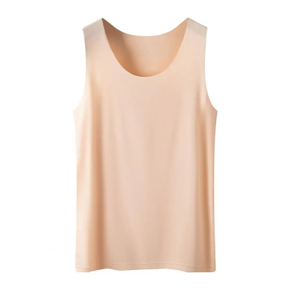 Women Bottoming Vest Sleeveless Ice Silk Seamless Stretchy Round Neck Dry Dry Cooling Camisole Summer Office Vacation Basic Top