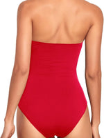 Sexy Bandeau One Piece Swimsuit 2025 Women Black Pleate Slimming Tummy Control Swimwear Summer Holiday Bathing Suit Monokini
