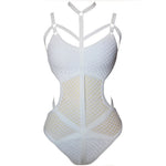 XS - 5XL Plus Size One Piece Swimsuit Female Women Bather Bathing Suit Swim Sheer Knit Fish Net Mesh Large Size Swimwear K536C