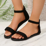 Chic Womens Flat Sandals Comfortable Open Toe Summer Shoes with Lightweight Rear Zipper Perfect for Stylish Casual Wear Sandals