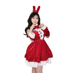 Women Christmas Red Lingerie Plush Patchwork Strapless Tube Dress Christmas Party Cosplay Costume With Arm Sleeve and Choker