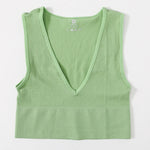 Deep V-Neck Crop Top 18 Colors Slim Fit Tank Stretchy Sleeveless Crop Vest Casual Ribbed Knit Top Low Cut Summer Camisole M-XL