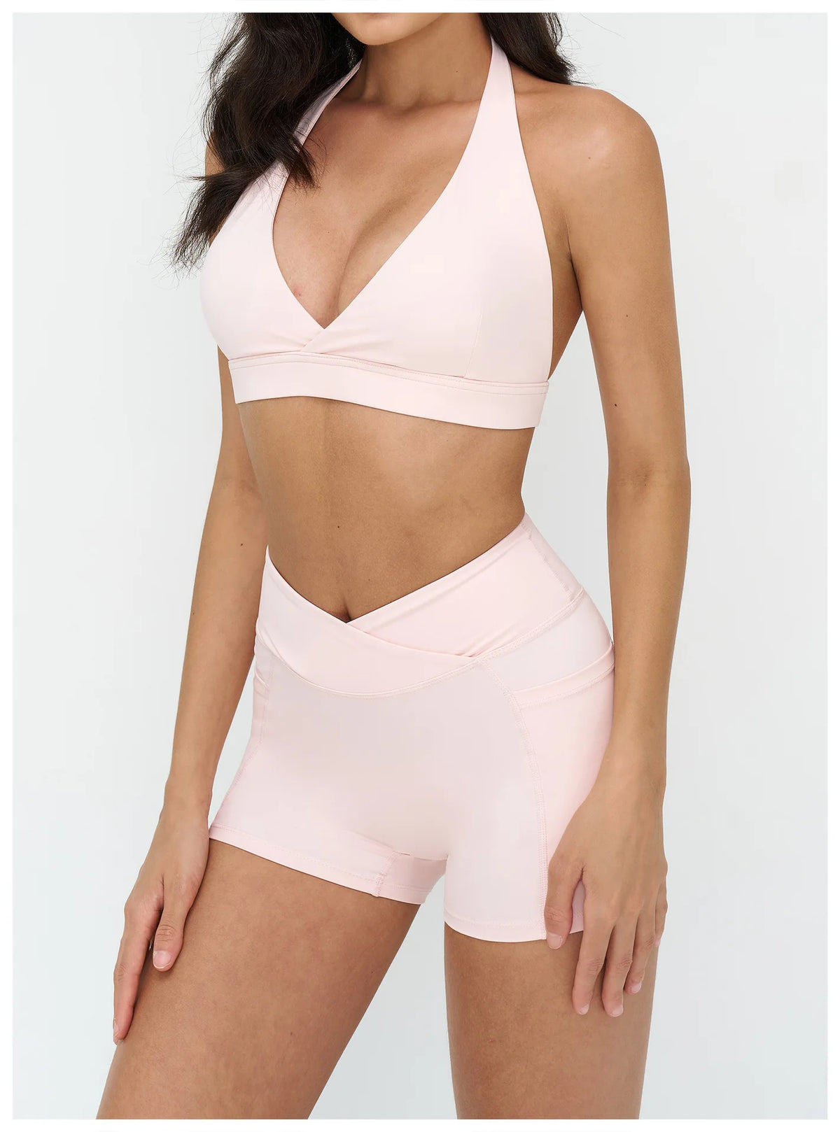 Naked Sports Bras Women Solid Coffee Cross V-neck Shock-absorbing Yoga Suit Gym Fitness Running Workout Crop Top