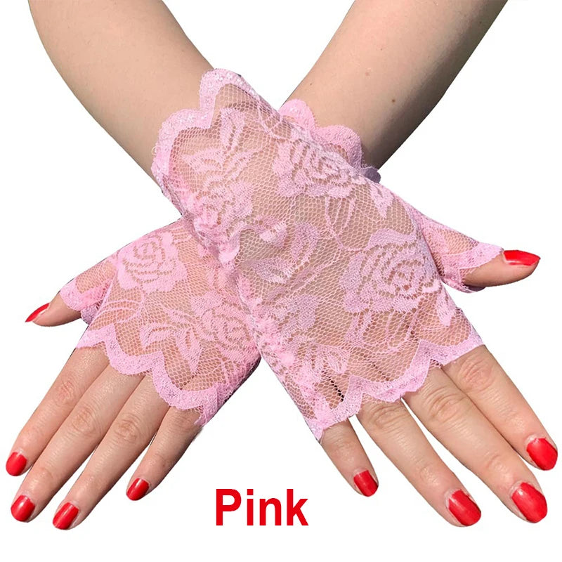 Summer Driving Sunscreen Lace Gloves Women Sailor Dance Gloves Long Fingerless Ladies Sexy Fishnet Gloves Mesh Mitten Handschoen