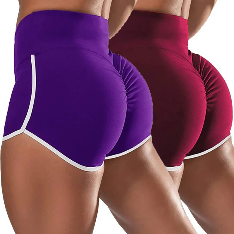 Women Gym Fitness Tight-Fitting Yoga Shorts Sexy Elastic Sports Running Tight Hip Lifting Shorts Girls Casual Sports Short Pants