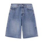 Summer Women Wide Leg Cropped Jeans High Waist Loose Fit Mid Pants Daily Casual Denim Pants Streetwear