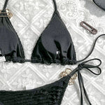 Sexy White Yellow Micro Bikini 2026 Women Metal Flower Push Up Bra Bandage Triangle Swimsuit Beach Bathing Suit Holiday Swimwear