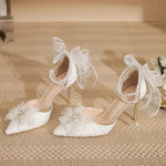 Pointed Toe BowWomen's Stiletto Hee Elegant Large Size Thin Heel Shoes for Women 2026 New