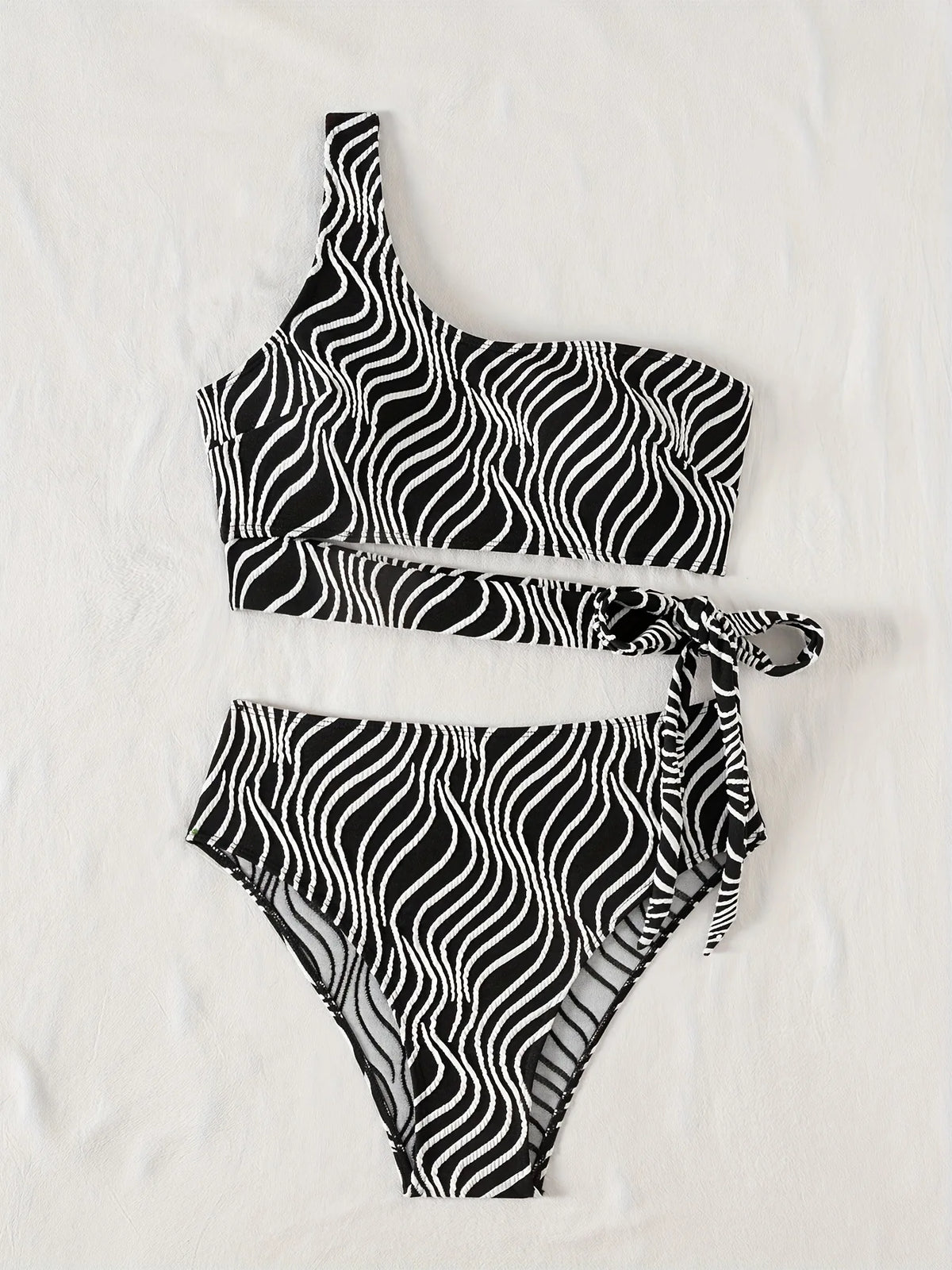Sexy High Waisted Bikini 2025 Mujer Women's Swimsuit Separate Beach Wear One Shoulder Bathing Suit Padded Swimwear Black Biquini