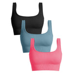 Women'S Ribbed Seamless Sports Bralettes,High Stretch Knit Fabric, Solid Color, with Removable Pads for All Seasons