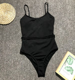 DEKA Solid One Piece Swimsuit Female Swimwear Women Cut Out Bathing Suits Summer Beach Wear Sport Swimming T Shirt Monokini