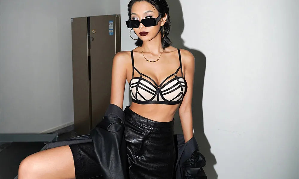 Sexy Pure Desire Bralette Set for Small Chest Push Up Wireless Bra Women Summer New Hot Style Sheer Shoulder Strap Lingerie Set