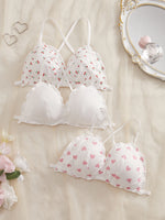 3PCS Cute Women's Underwear Set Crisscross Back Bralette Comfortable No padding Sexy Lingerie Set