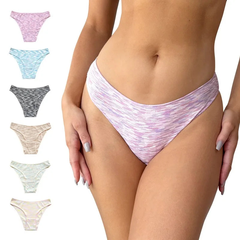 4Pcs/Set Women's Panties Low Rise Briefs Stretch Underwear Female Underpants Colorful Striped Panties Comfort Lingerie S-XL