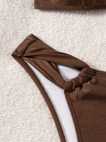 Sexy Brown Bikini 2025 Padded Bandeau Swimsuit Female Swimwear Women Thong Bikinis Set Bather Beachwear Bathing Suit Holiday