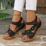 Womens Flower Wedge Sandals 2026 Summer PlatformChunky Heel Open Toe Beach Shoes