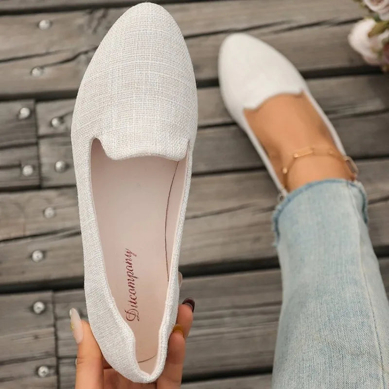 Spring and Summer New Women's Fashion Round Toe Shallow Mouth Single Shoes Women's Comfortable Casual Flat Bottom Boat Shoes 43