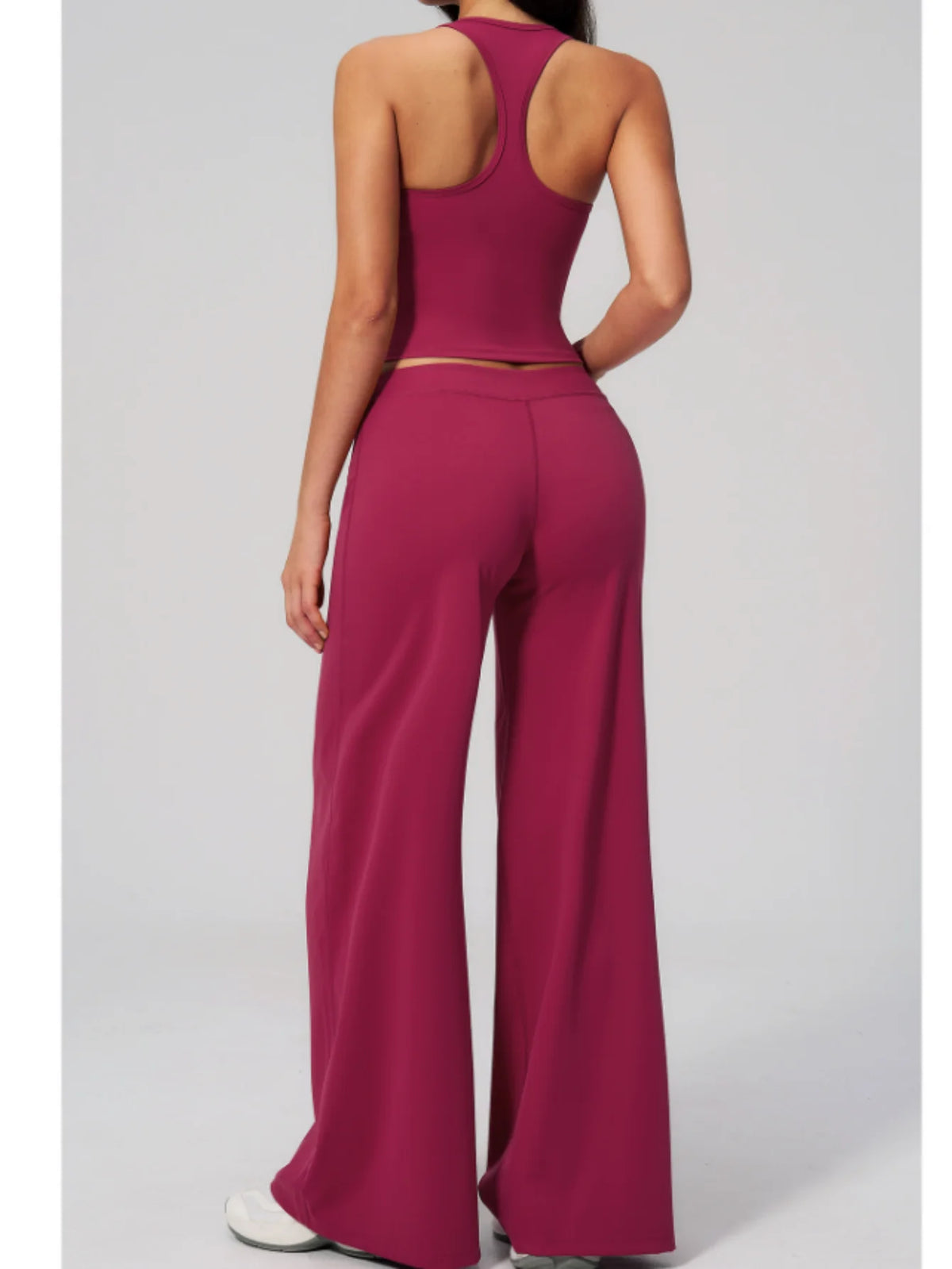 Women's Summer Two Piece Yoga Sets Slimming Sports Tank Top Lifted Buttocks High Waist Flare Pants Gym Fitness Suits Tracksuit