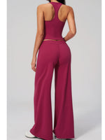 Women's Summer Two Piece Yoga Sets Slimming Sports Tank Top Lifted Buttocks High Waist Flare Pants Gym Fitness Suits Tracksuit