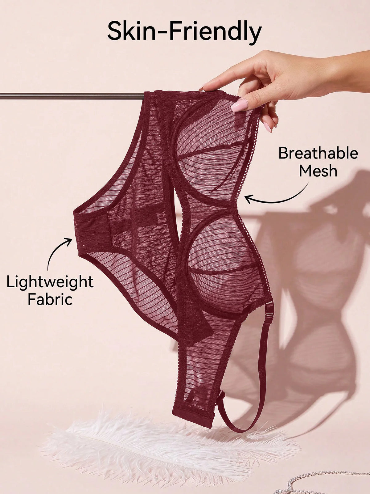 New Fashion Red lace set pretty Underwire setParty is eye-catching lingerie Set stripe solid color Women set MR2864