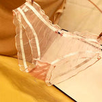 Lolita Mesh Panties Sexy Lace Briefs for Women Transparent Underwear Summer Bow Briefs Girl Low Waist Underpants Ruffle Lingerie