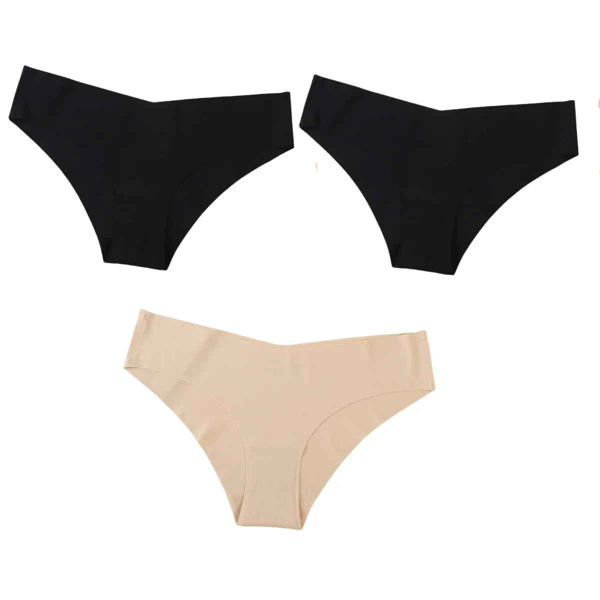 3Pcs/Set Women Seamless Low Rise Bikini Panties Ice Silk Fabric Briefs No Show Underpants Invisible Panties Sexy Lingerie XS-XL