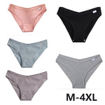5Pcs Women Cotton Panties V-Belt Ladies Soft Female Sexy M-4XL Low-Rise Panties Bikini Underwear Comfortable Lingerie 2024