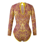 S - XL New Flower Printed Floral Long Sleeve With Pants One Piece Swimsuit Women Swimwear Female Bather Bathing Suit Swim V7099