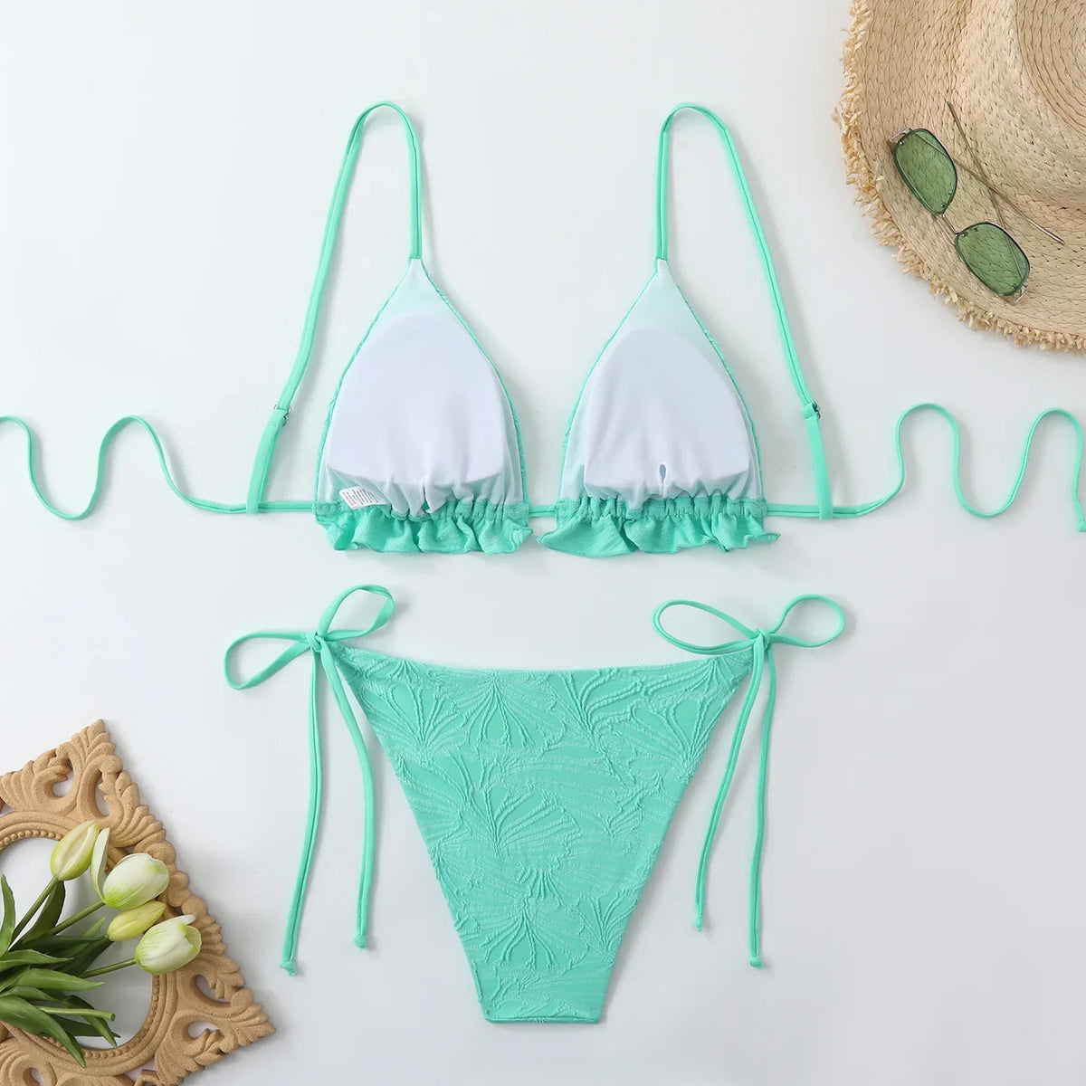 Sexy String Bikini 2026 Two Piece Mint Green Swimsuit Female Swimwear Women Thong Bikinis Set Bather Beachwear Bathing Suit Pool