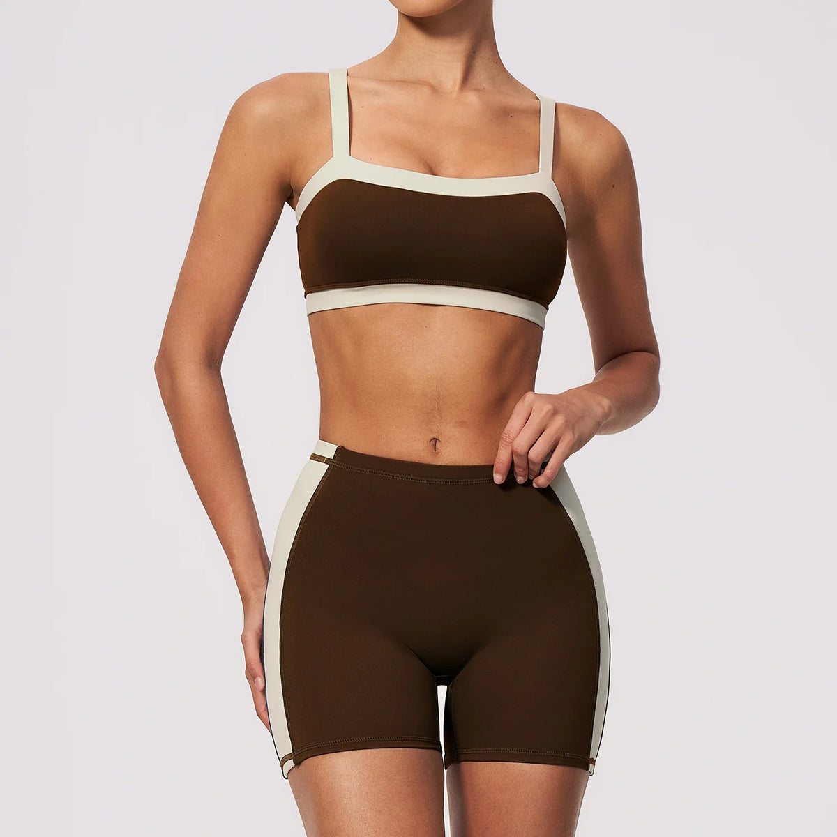 Summer Color Blocking Yoga Suit Women Shockproof Slim Sports Bra High Waist Hip Lift Shorts Gym Running Fitness Sets Tracksuit