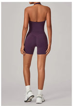 Women's Seamless Yoga Fitness Sets Sports Halter Neck Backless Vest Hip-lifting Slim Fit Shorts Suits Running Workout Gym Sets