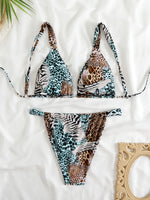 2025 Brazilian Thong Bikinis Strappy Swimsuit Women Sexy Printed Swimwear Female Bathers Swimming Bathing Swimming Swim Suit