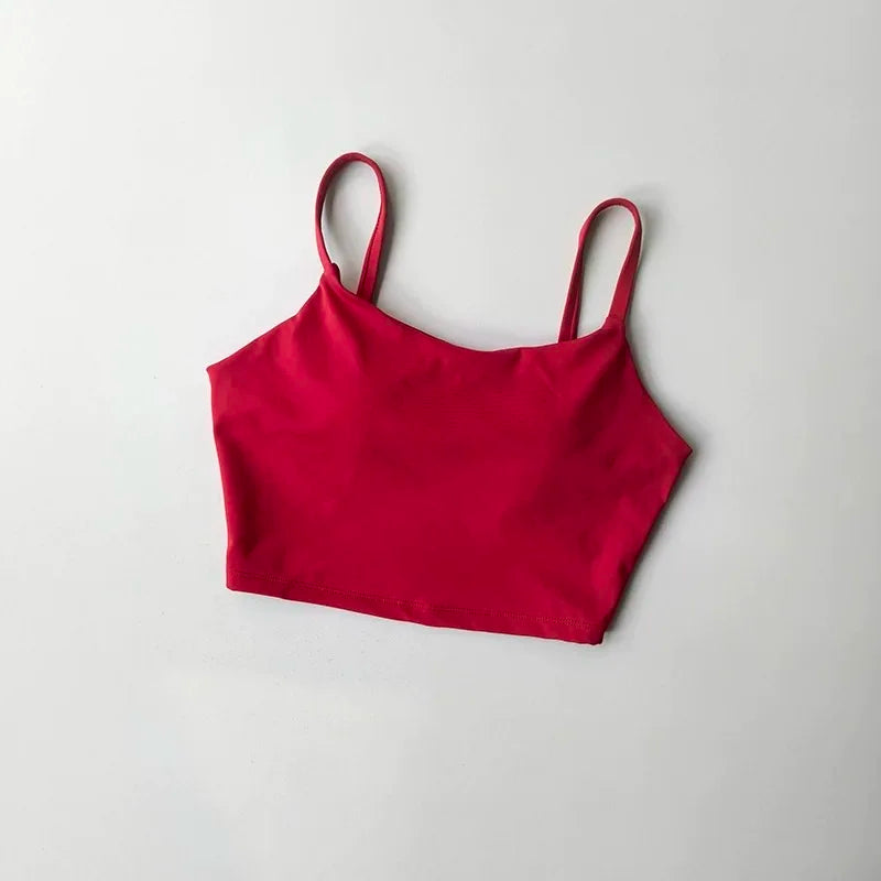 Women's yoga sports bra, small camisole vest integrated fixed gathering sports and fitness bra