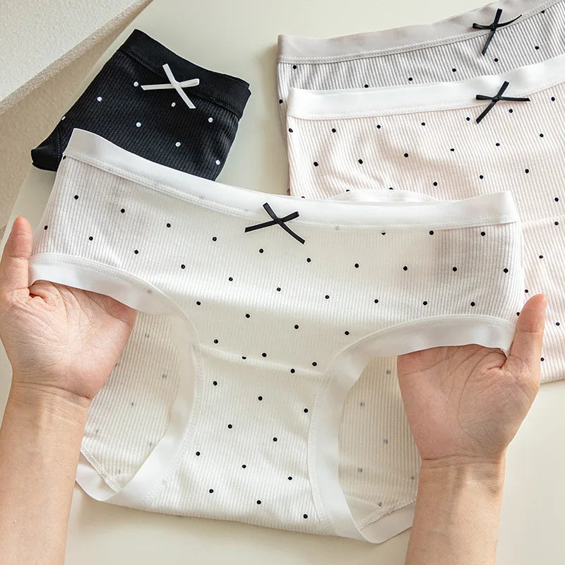 4pcs New Arrival Mid Waist Dot Print Underwear Ladies Sexy Panties for Women Comfortable Girls Briefs Intimates Lingerie