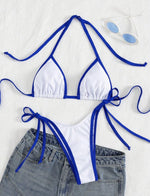 DEKA Triangle Beach Style Lace-up Swimsuit Women Sexy Halter Swimwear Solid Thong Female Bikini Set Bathing Suit Bikini Mujer