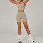 Women's Yoga Sets Sports Fitness Halter Neck Beauty Backless Vest Hip-lifting Shorts Suits Running Leisure Workout Gym Suits