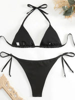 Sexy Shiny Pu Faux Leather Bikini 2025 Women Swimwear Female Swimsuit Two-pieces Bikini set String Bather Bathing Suit Swim Lady