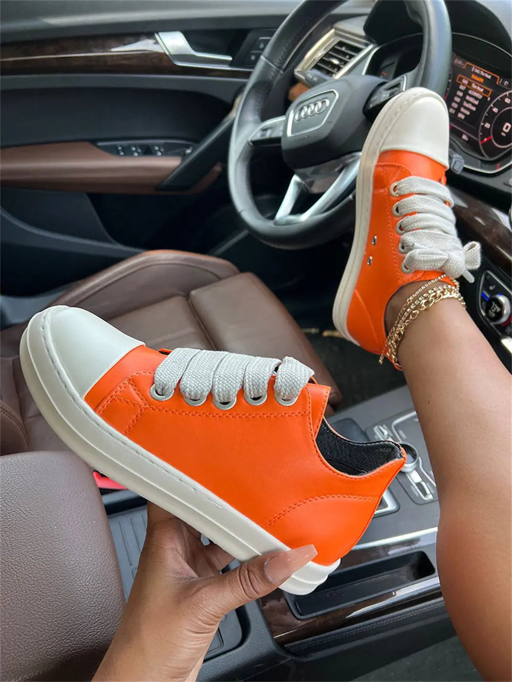 2025 Big Size 44 Women's Platform Skate Shoes Fashion Summer Black Pink Red Lace-up Men Sporty Vulcanize Casual Flat Shoes