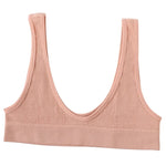 2Pcs/Set Women Non-wire Bra Crop Top Seamless Underwear Female Plunge Bra Tops Ribbed Sexy Lingerie Sports Intimates