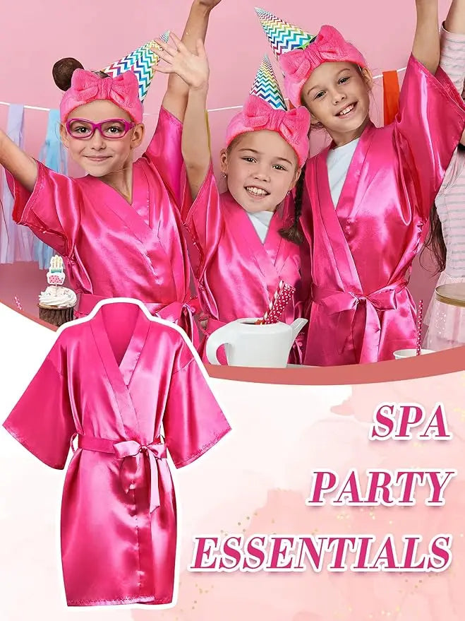 92 Pcs Spa Party Favors for Girls Slumber Party Supplies Kids Satin Robes Sleepover with Gift Bags for Girl Kids Birthday Gifts