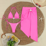 Sexy Solid 3 pieces Micro Bikinis Women Swimsuit 2024 Swimwear Bathing Suit Beachwear Long Skirt Bikini Set Biquini female