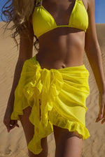 New Women Mesh Wrap Skirts Bikini Cover-Ups Ruffle Kaftan Sarong Sexy Beach Skirt Cover-Ups 9 Color