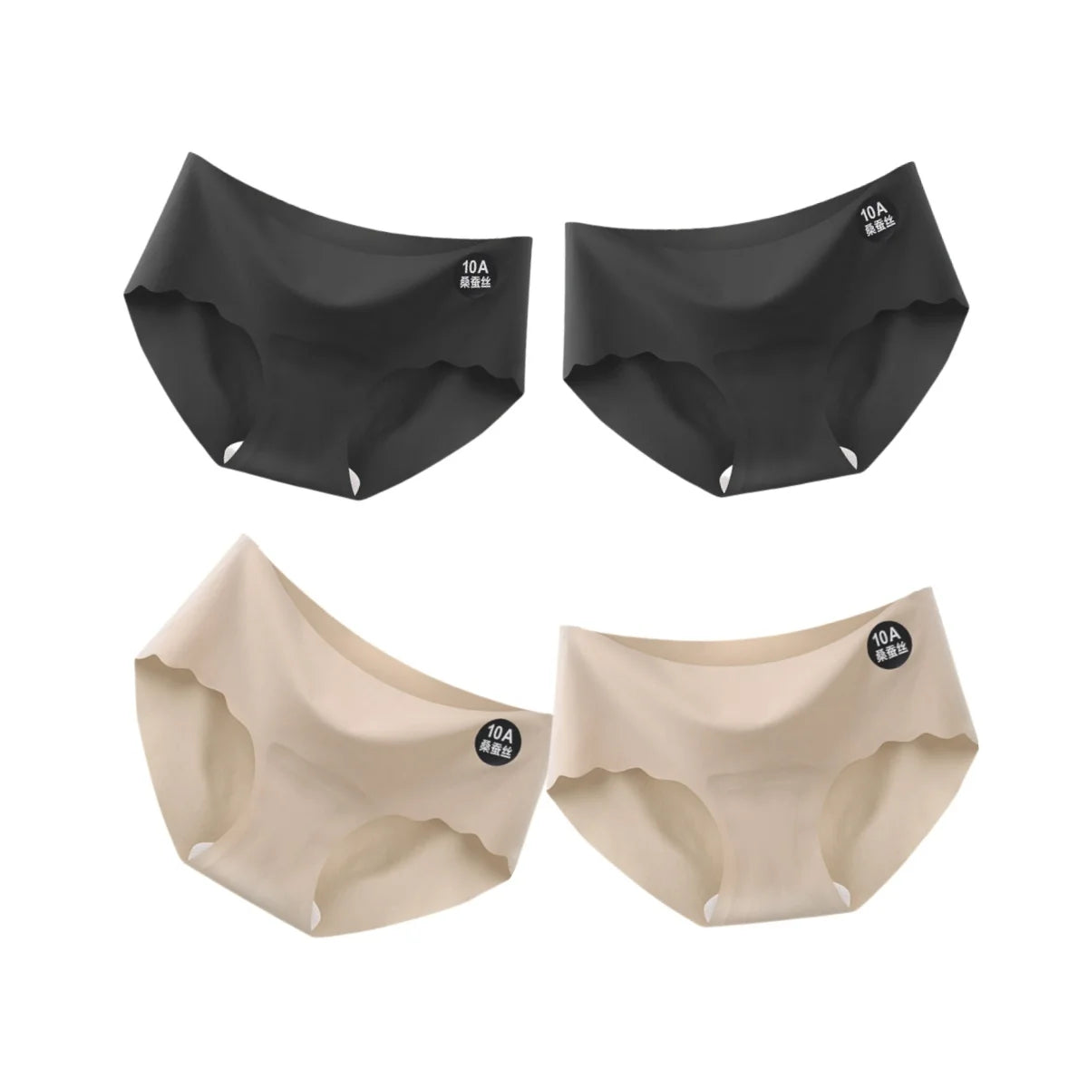 4Pcs/Set Ice Silk Panties Women Low-Waist Stretch Briefs Female Underpants Sexy Lingerie Solid Color Invisible Intimates M-XL