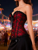 Retro-Style Backless Corset Top with Waist Tie Detail Court-Style Fitted Bodice Fashionable Top for Women