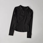 Women's Slim Fit Long Sleeved Yoga Exercise Top Elastic Half Zipper Fitness Suit for Active Wear