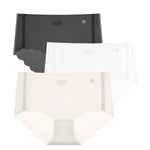 3Pcs/Set Women Ice Silk Briefs Scallop Trim Seamless Panties Ladies Underwear Lightweight Sexy Lingerie Female Underpants M-XL