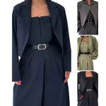 Women's Business Outfit Cropped Blazer Strapless Tube Top Jumpsuits 2 Piece Suit Set Belted Wide Leg Romper Office Work Clothes